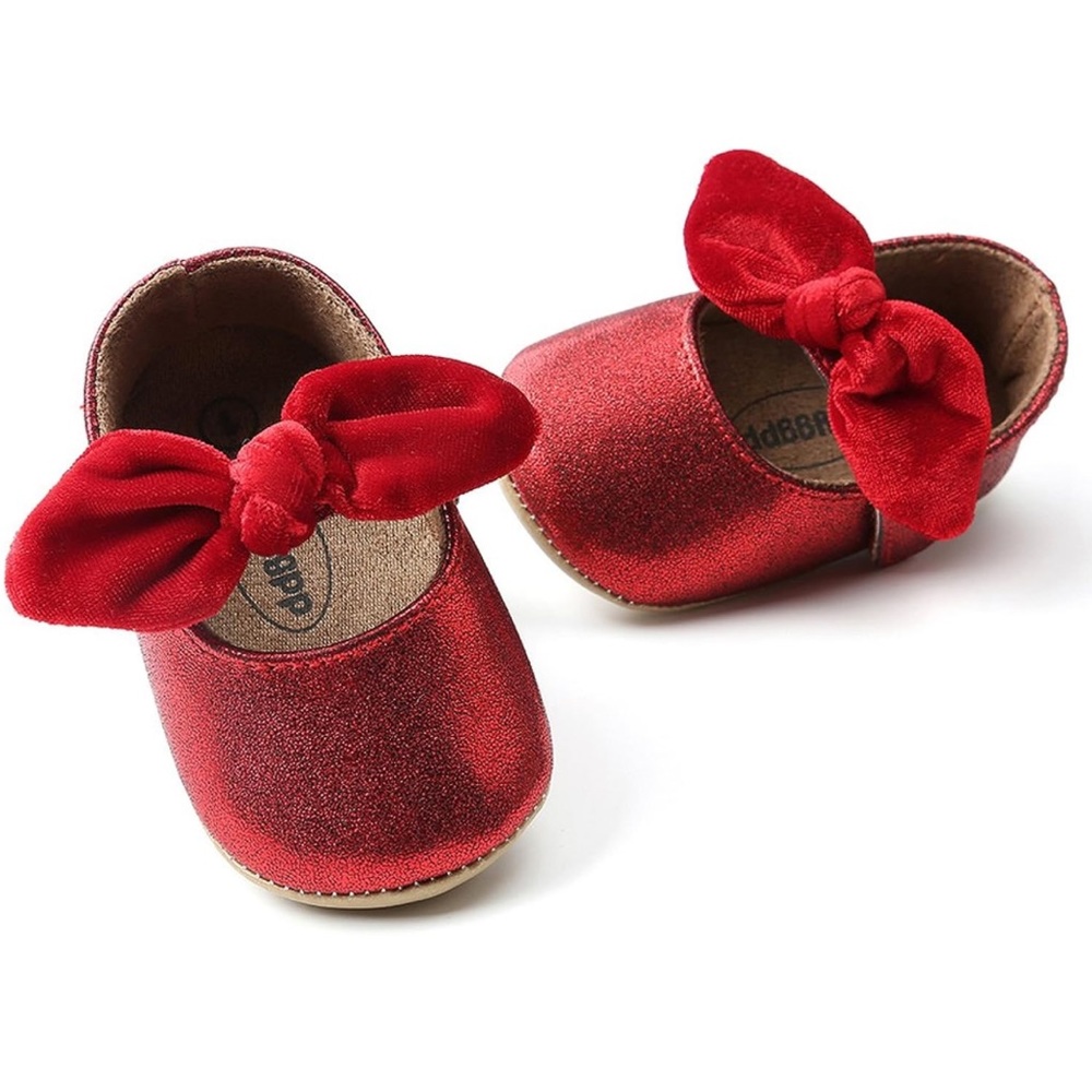 Glittery Red Non-Slip Shoes- Baby Size 5